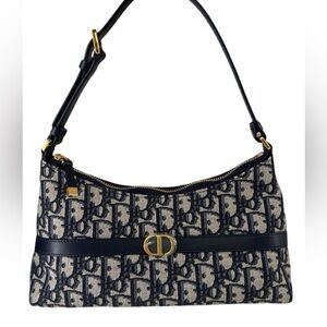 Dior Navy Blue Monogram Shoulder Bag